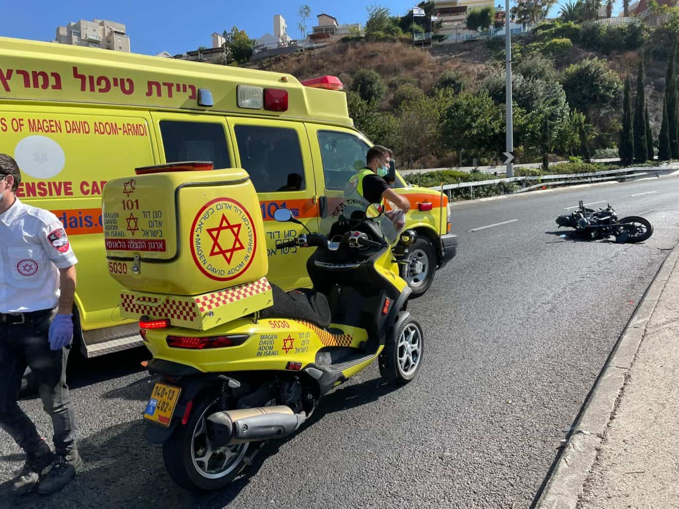 תאונת דרכים במעורבות רוכב אופנוע בדרך פרויד בחיפה 