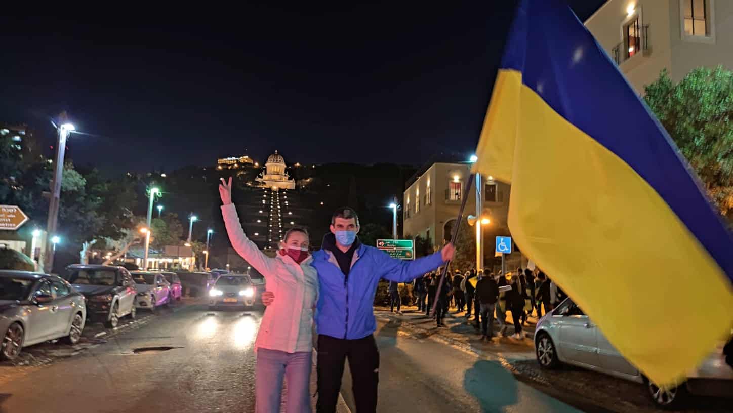 הפגנת תמיכת החיפאים באוקראינה, צילום: חדשות NWS