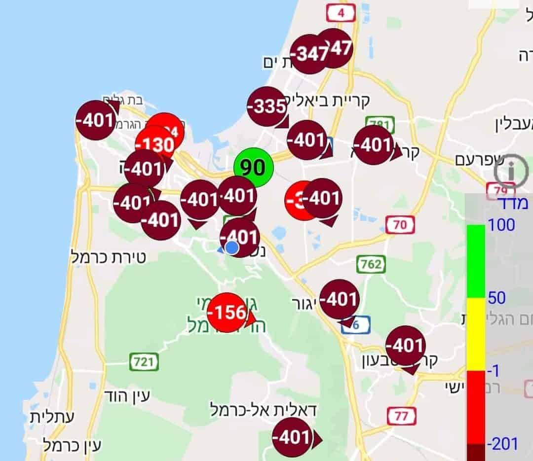 זיהום אוויר גבוה ביותר נמדד במפרץ חיפה
