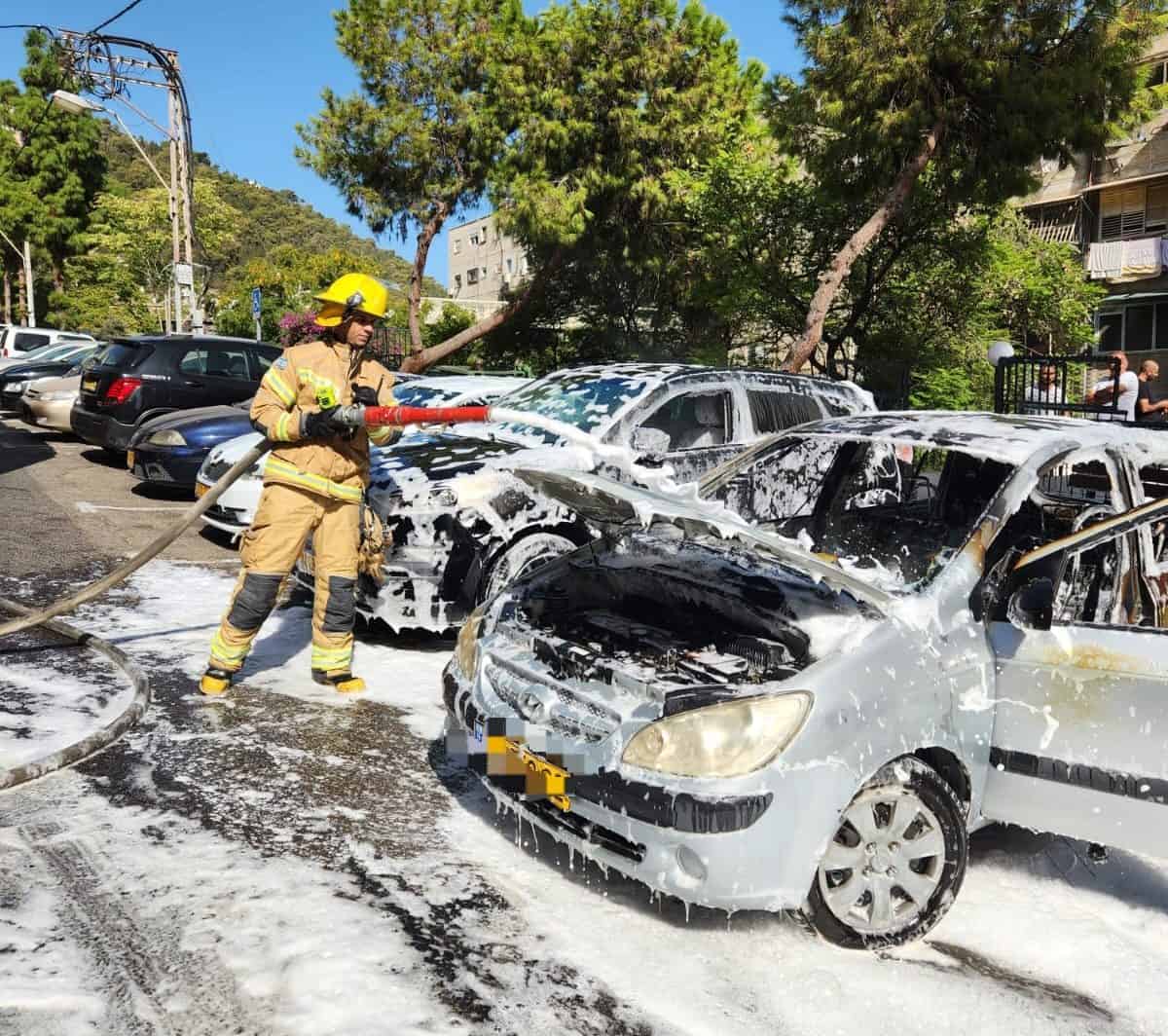 שריפת רכבים בחיפה במהלך הסוף שבוע